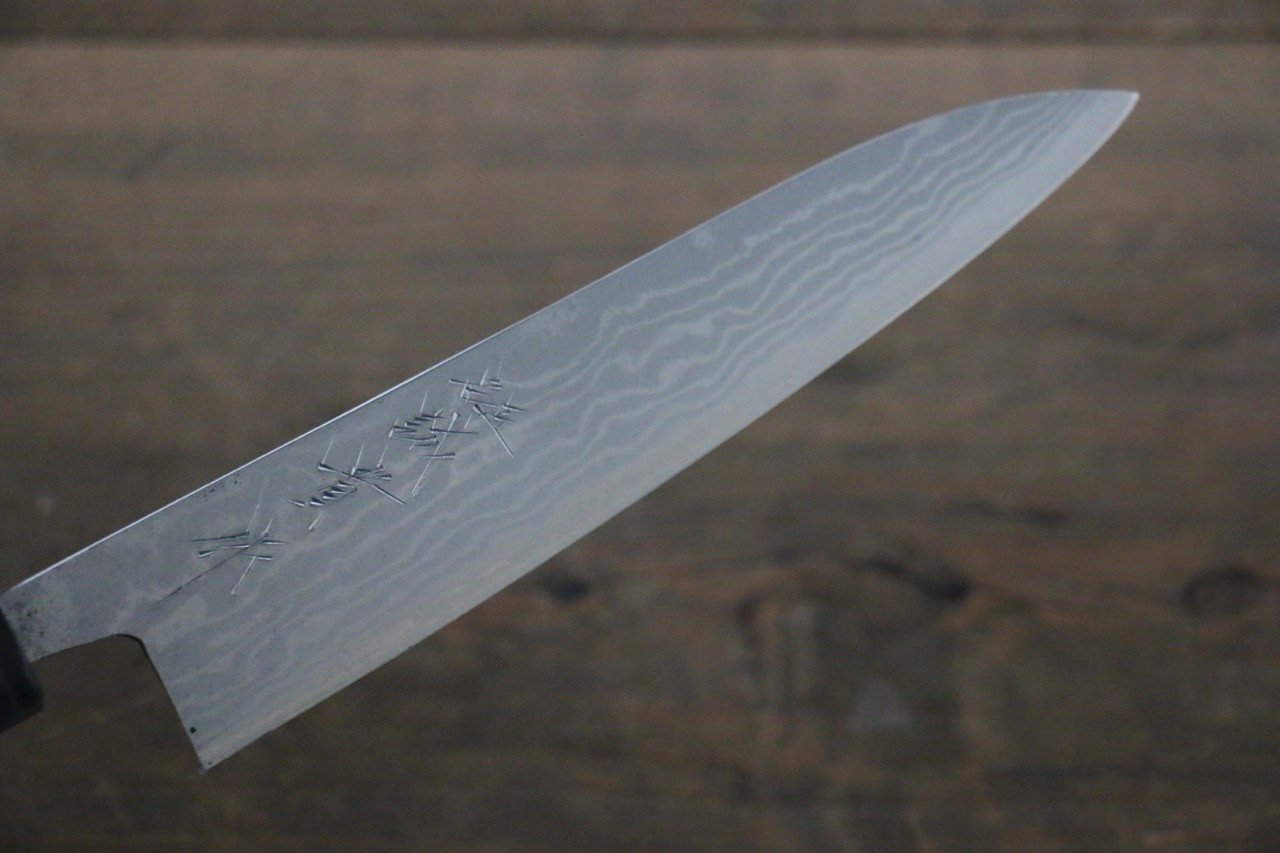 田中 誠貴 青鋼二號 大馬士革紋 多用途小刀  150mm 核桃木握把 - 清助刃物
