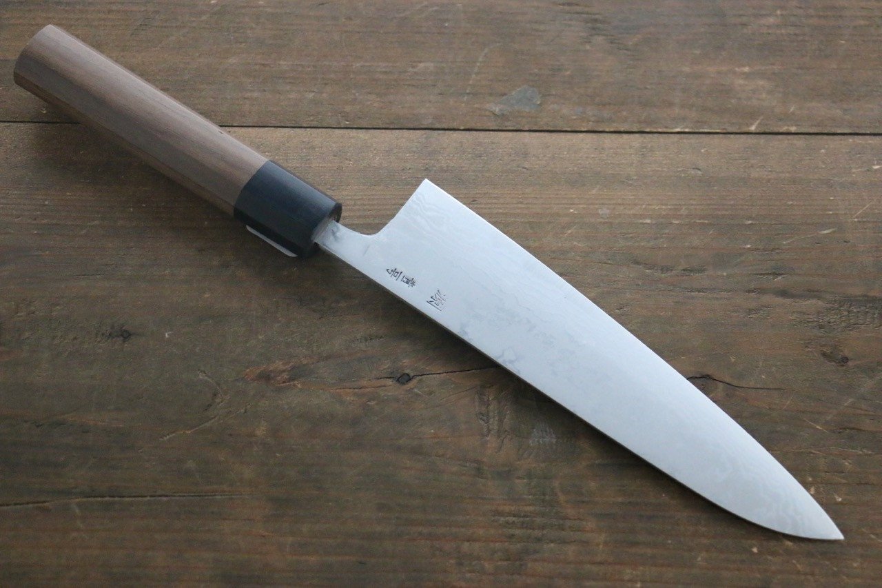 田中 誠貴 青鋼二號 大馬士革紋 牛刀  180mm 核桃木 握把 - 清助刃物