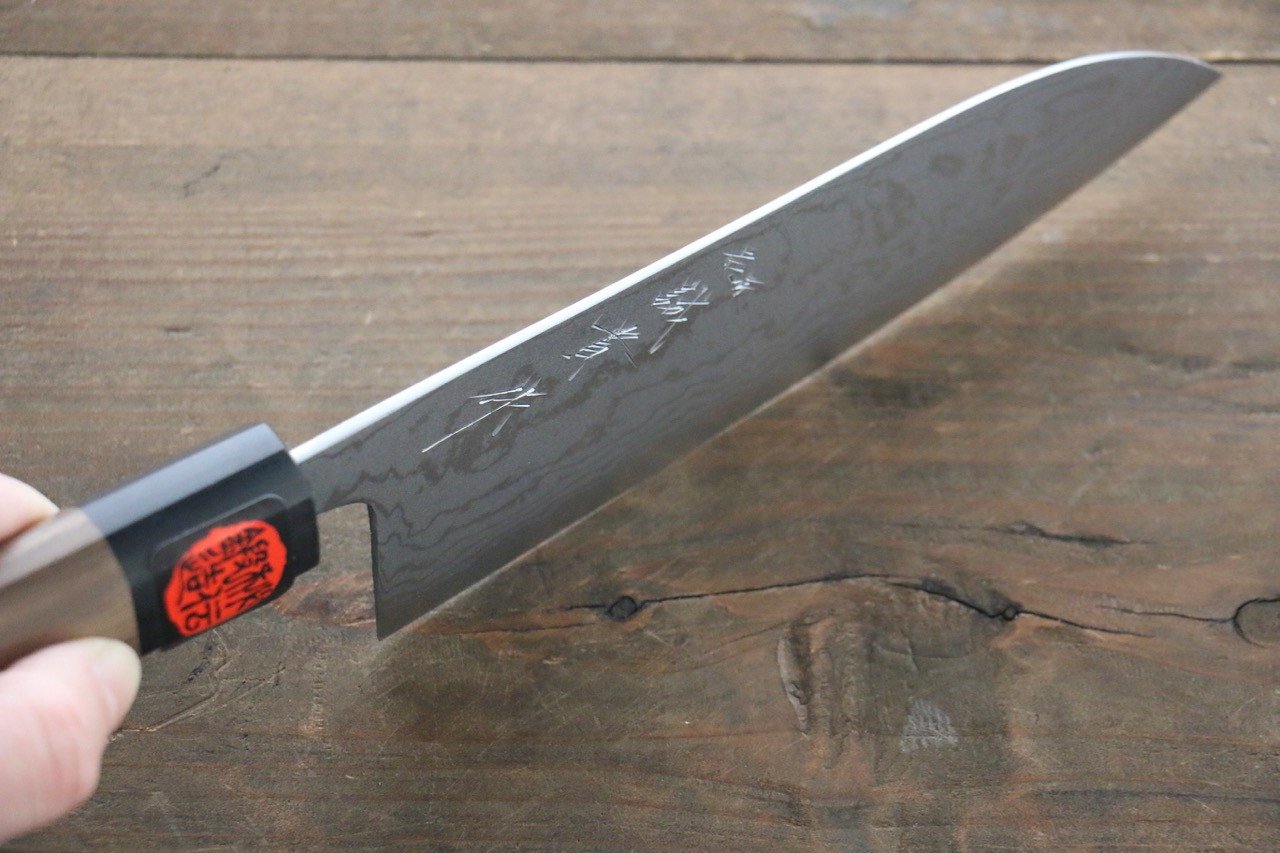 田中 誠貴 青鋼二號 大馬士革紋 三德刀 165mm 核桃木 握把 - 清助刃物