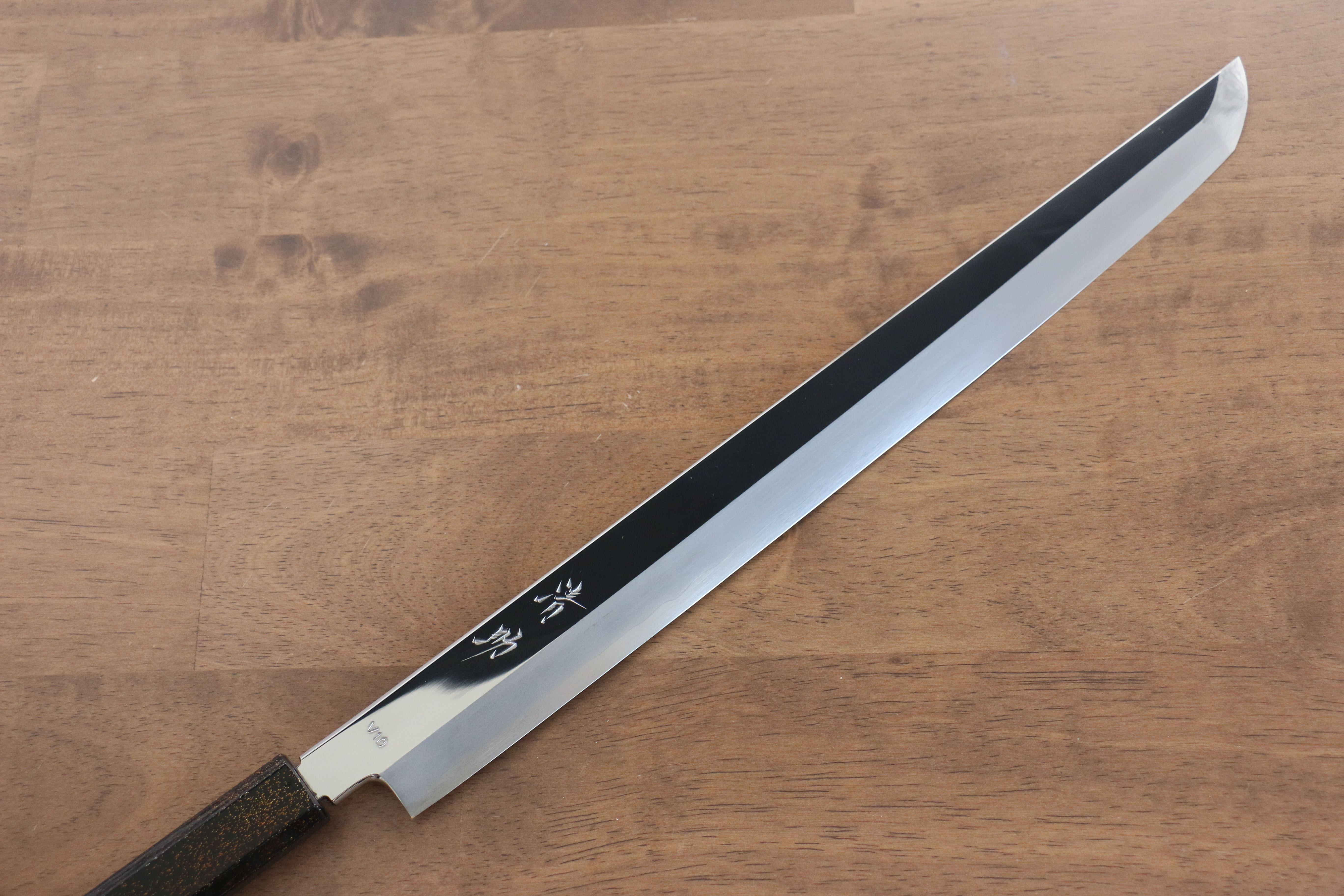 清助 VG10 先丸蛸引 330mm 櫟木漆塗（家紋） 握把 - 清助刃物