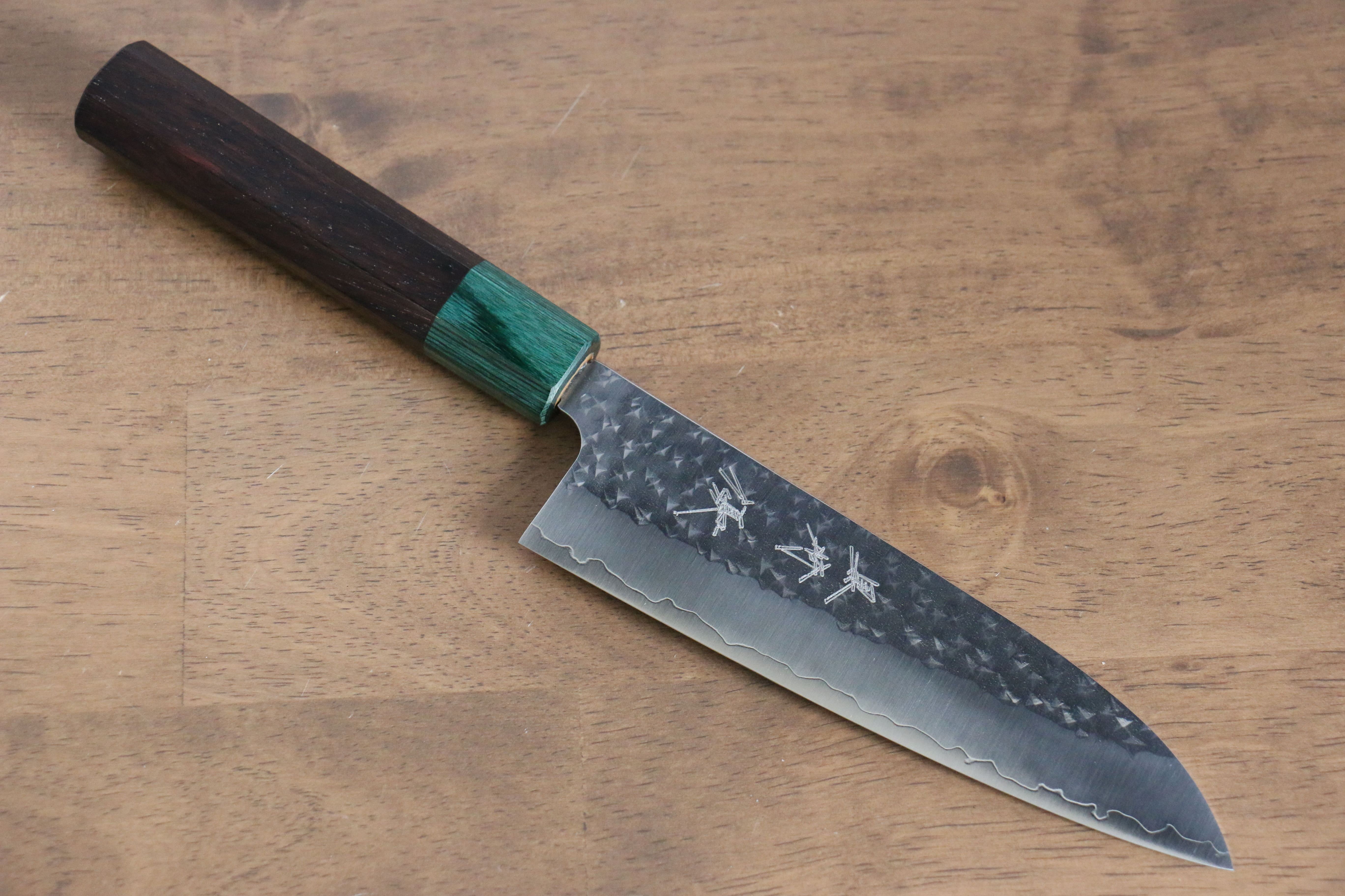 黑崎 優 閃光 SG2 鎚目 小三德刀  150mm 紫檀木（口輪：綠合成木） 握把 - 清助刃物
