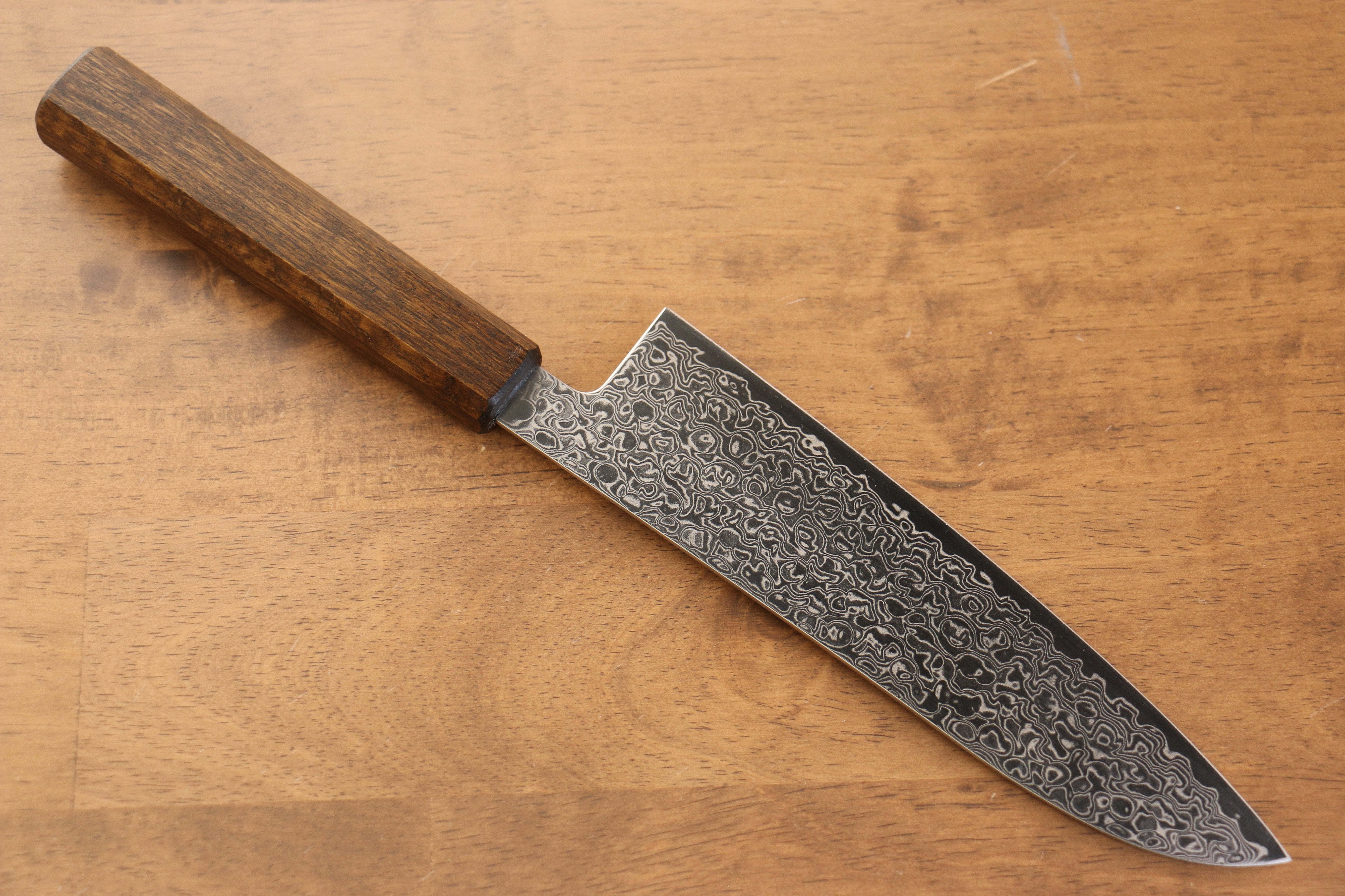 清助 ZA-18 鏡面處理 大馬士革紋 三德刀  180mm 橡木 握把 - 清助刃物