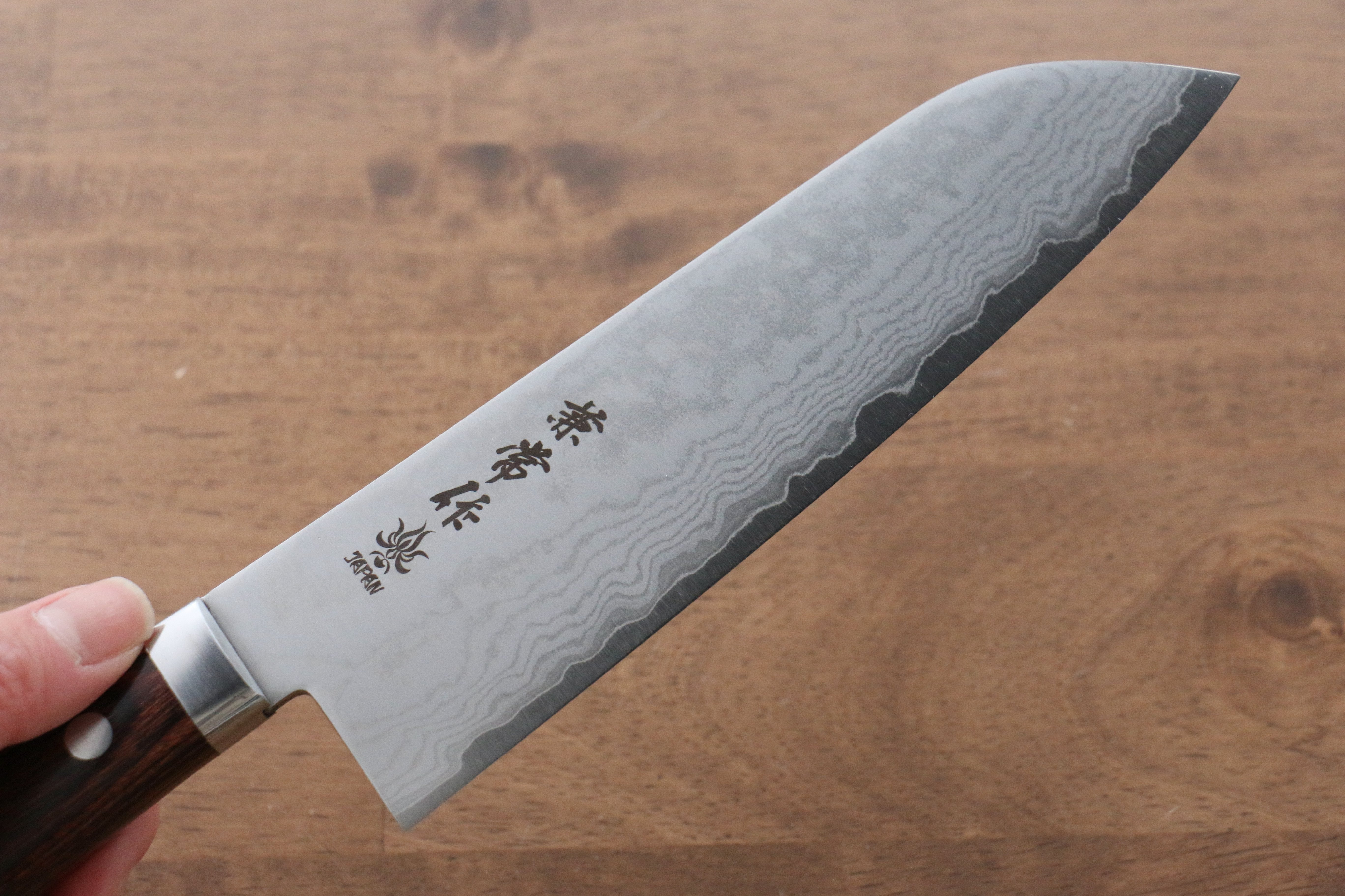 兼常 VG1 17層大馬士革紋 三德刀  165mm 桃花心木握把 - 清助刃物