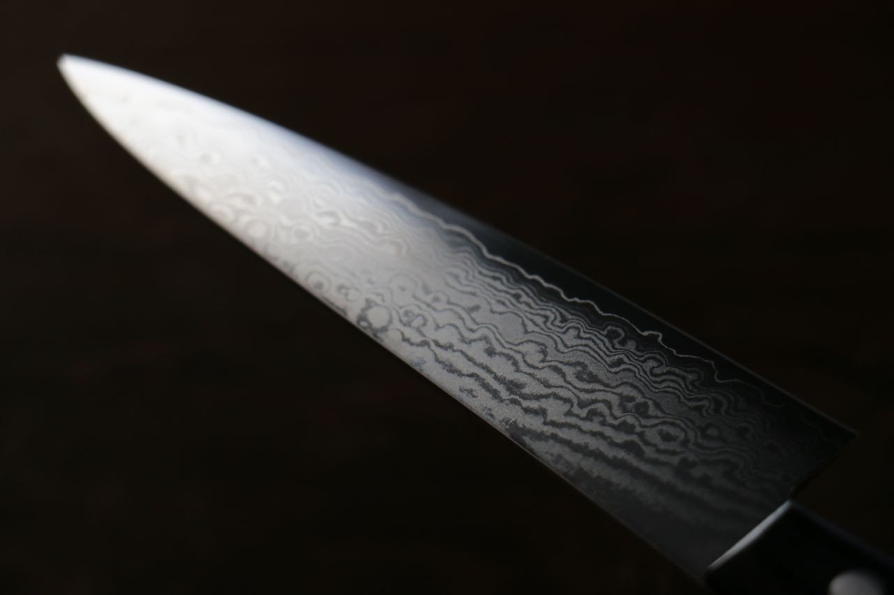 伊勢屋 VG10 大馬士革紋 多用途小刀  120mm 黑合成木握把 - 清助刃物