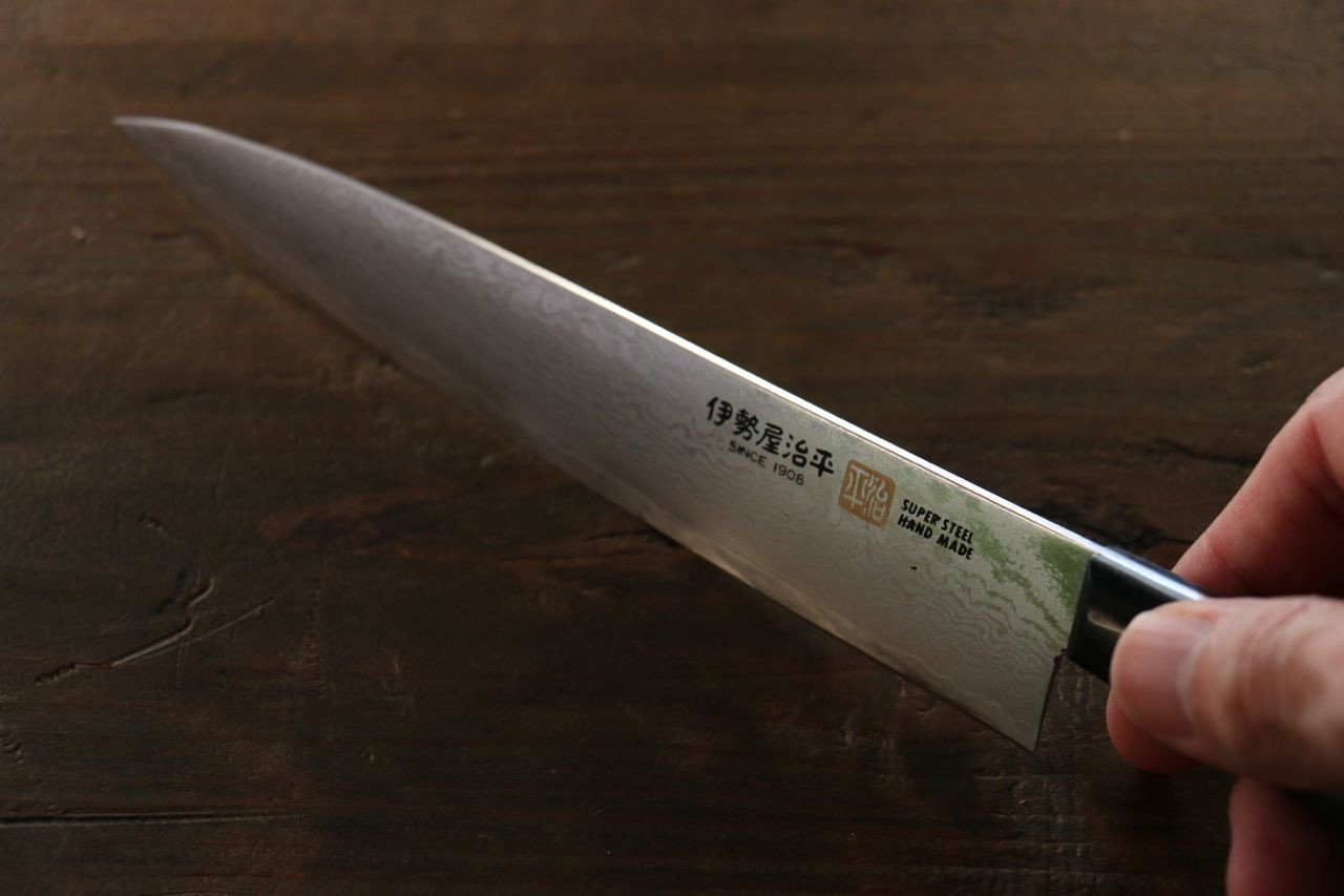 伊勢屋 VG10 大馬士革紋 多用途小刀  150mm 黑合成木握把 - 清助刃物
