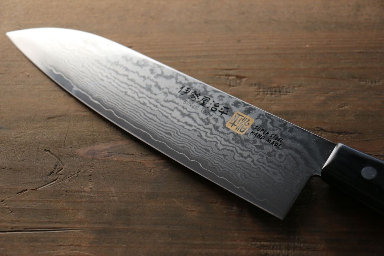 伊勢屋 VG10 大馬士革紋 三德刀  180mm 黑合成木握把 - 清助刃物