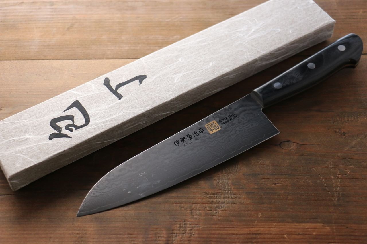 伊勢屋 VG10 大馬士革紋 三德刀  180mm 黑合成木握把 - 清助刃物