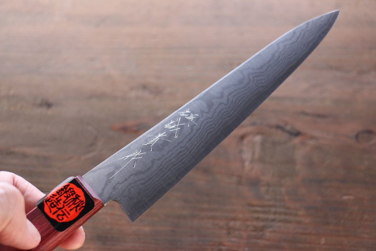 田中 誠貴 VG10 17層 大馬士革紋 多用途小刀 150mm 紅合成木 握把 - 清助刃物