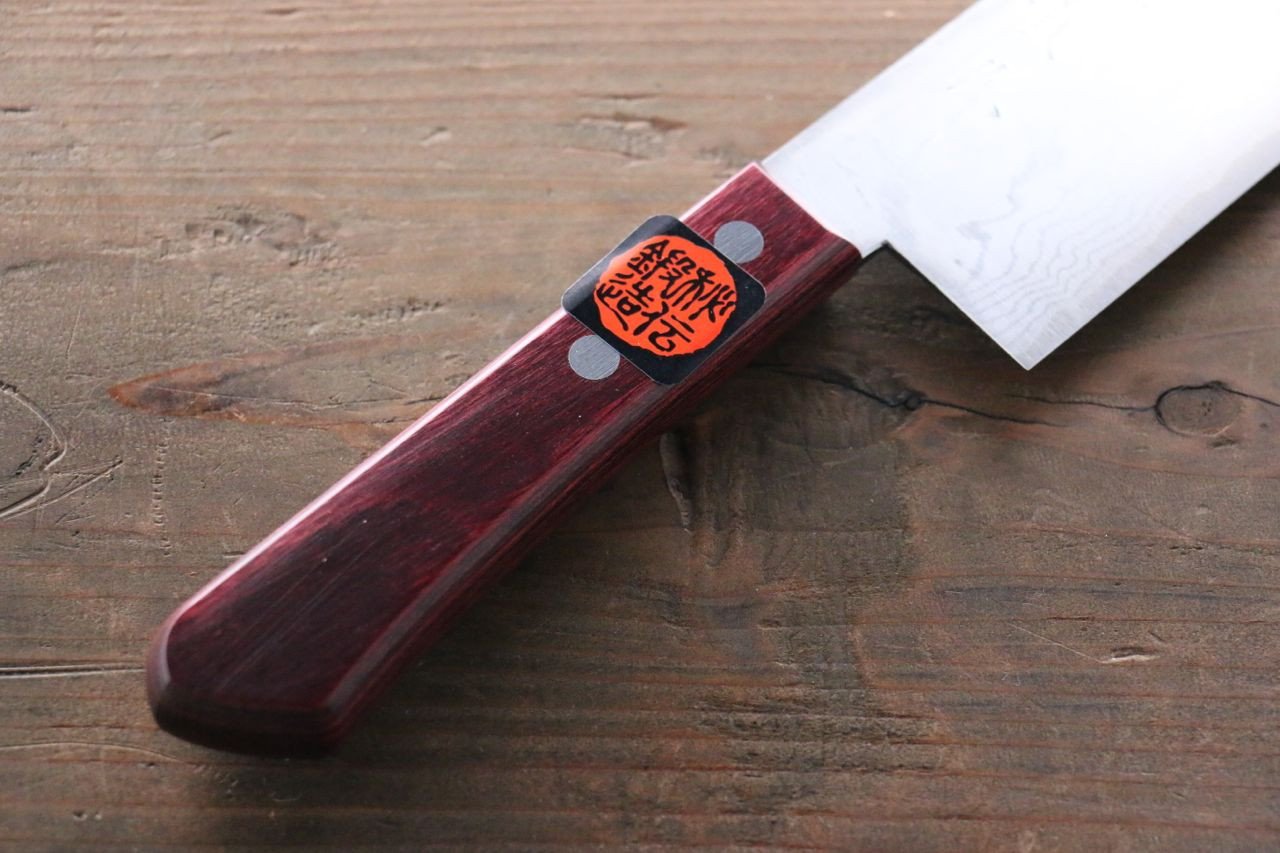 田中 誠貴 VG10 17層 大馬士革紋 菜切 160mm 紅合成木 握把 - 清助刃物
