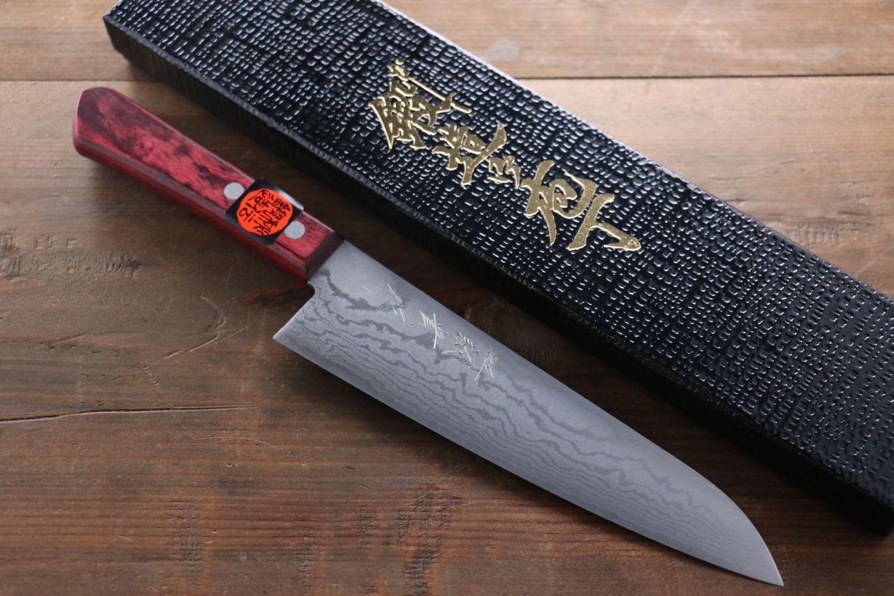 田中 誠貴 VG10 17層 大馬士革紋 牛刀 210mm 紅合成木 握把 - 清助刃物