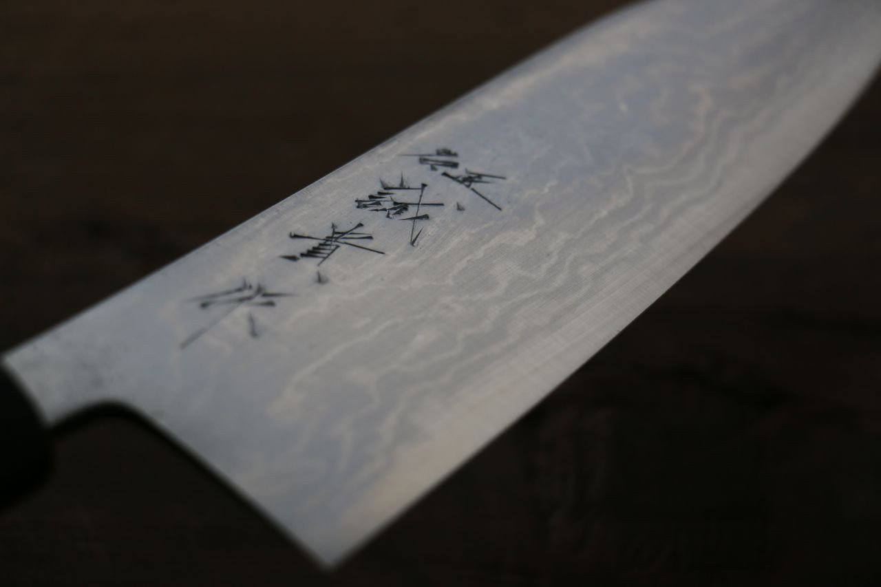 田中 誠貴 青鋼二號 17層大馬士革紋 大馬士革紋 三德刀  165mm 木蘭握把 - 清助刃物