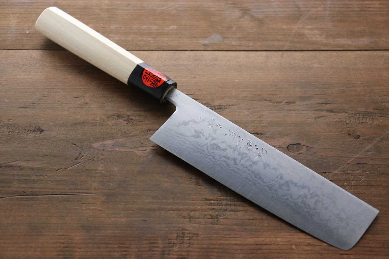 田中 誠貴 青鋼二號 17層大馬士革紋 大馬士革紋 菜切  180mm 木蘭握把 - 清助刃物