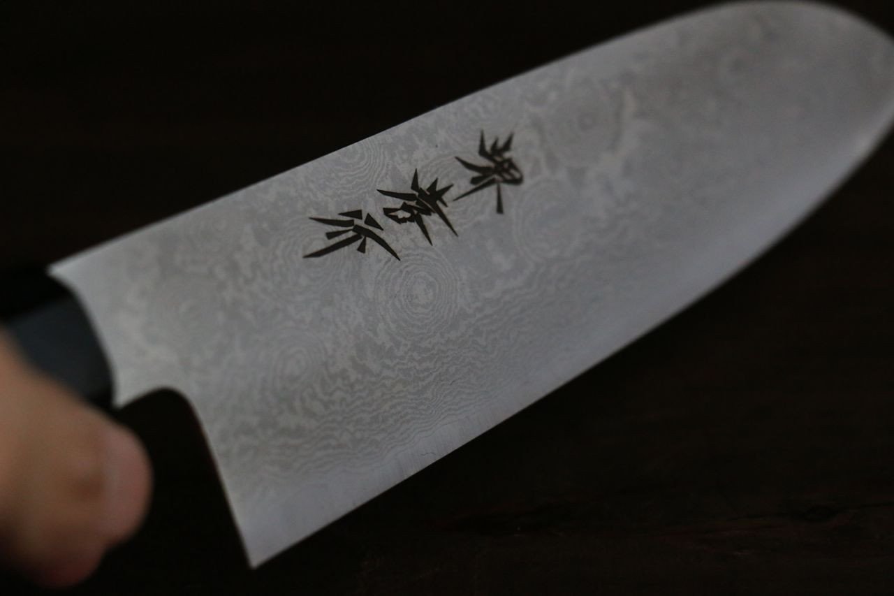 堺 孝行 銀三鋼 大馬士革紋 三德刀  180mm 握把 - 清助刃物
